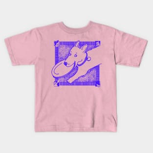 Frisbee pup in purple, caught it! Kids T-Shirt